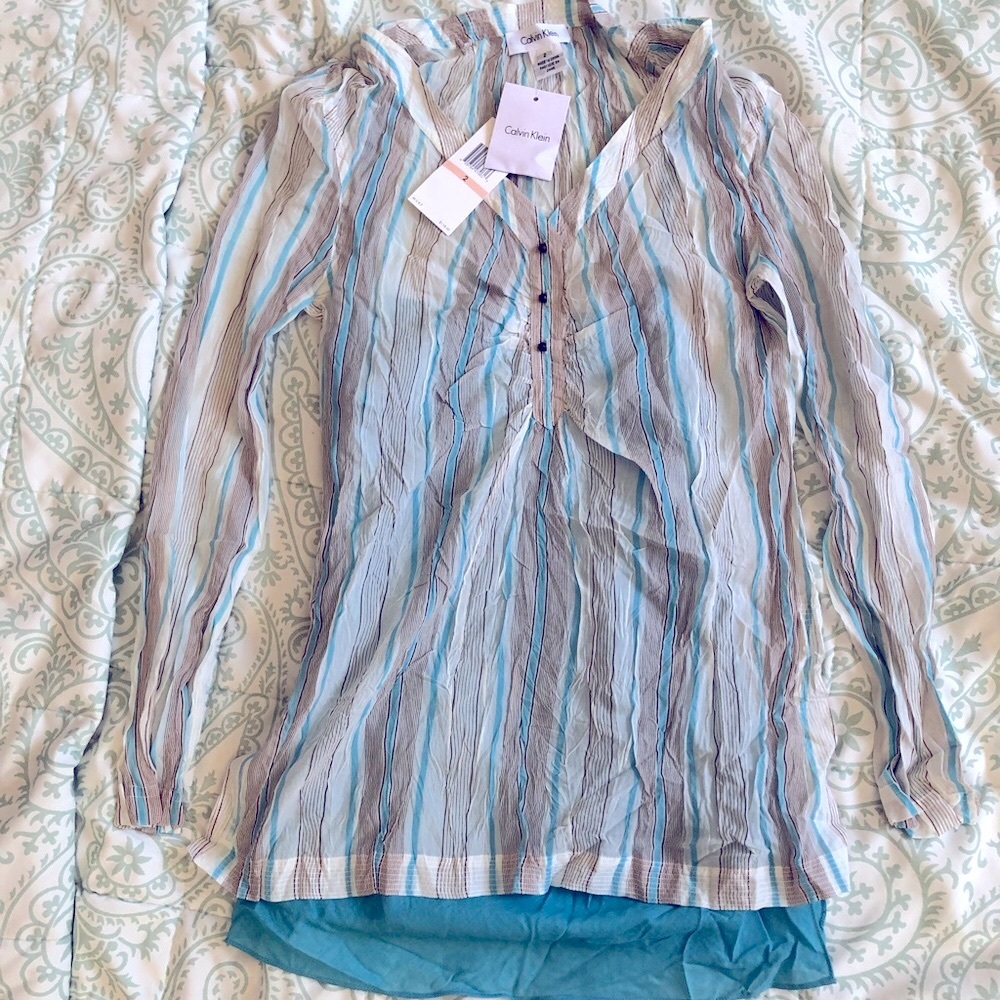 Calvin Klein lightweight silk / cotton tunic top S
